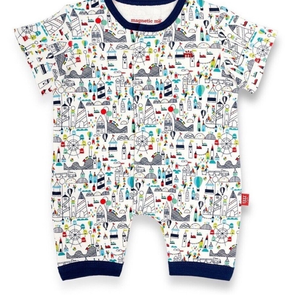 New Magnetic Me Organic Cotton Fun Fair Romper Shortall